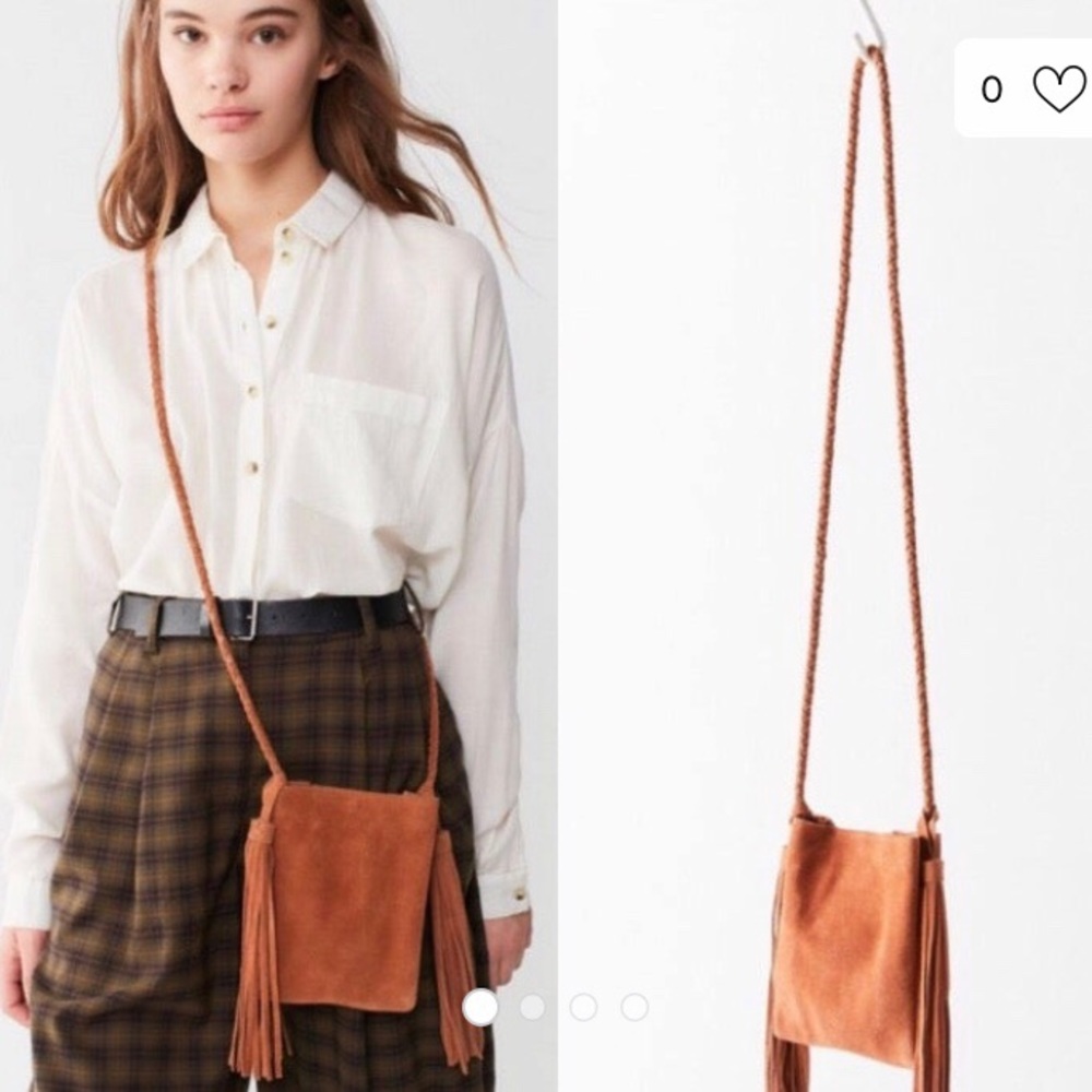 UO Brown Tassel Fringe Crossbody Bag